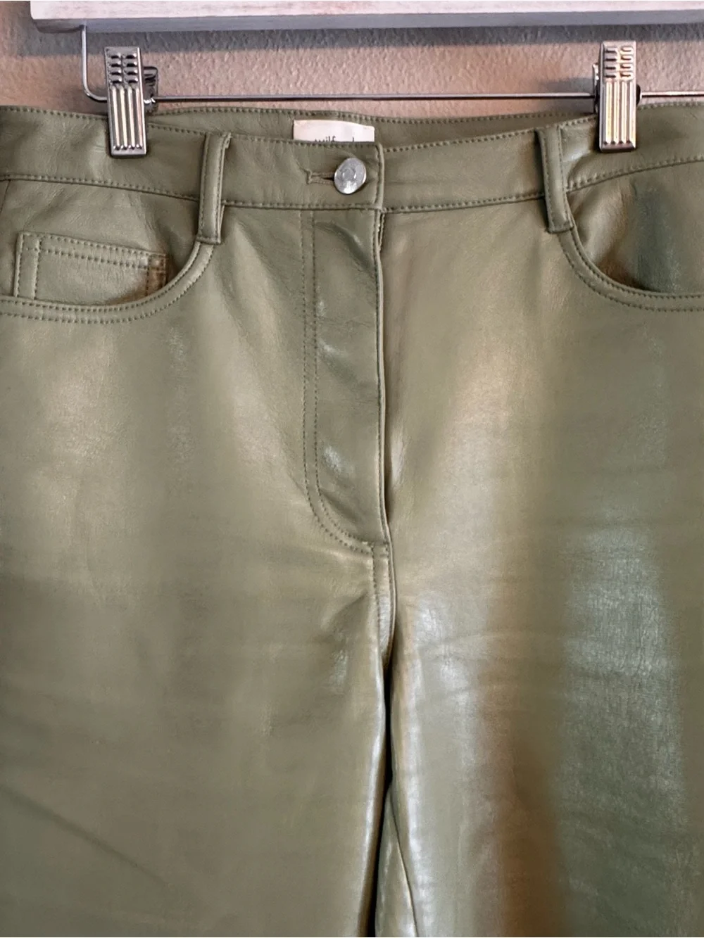 Wilfred Sage Green Faux Leather Waistband‎ Pants